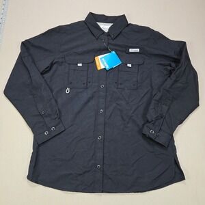 Columbia PFG Bahama Long Sleeve Shirt Womens Size M Black Omni-Shade UPF 30 NWT